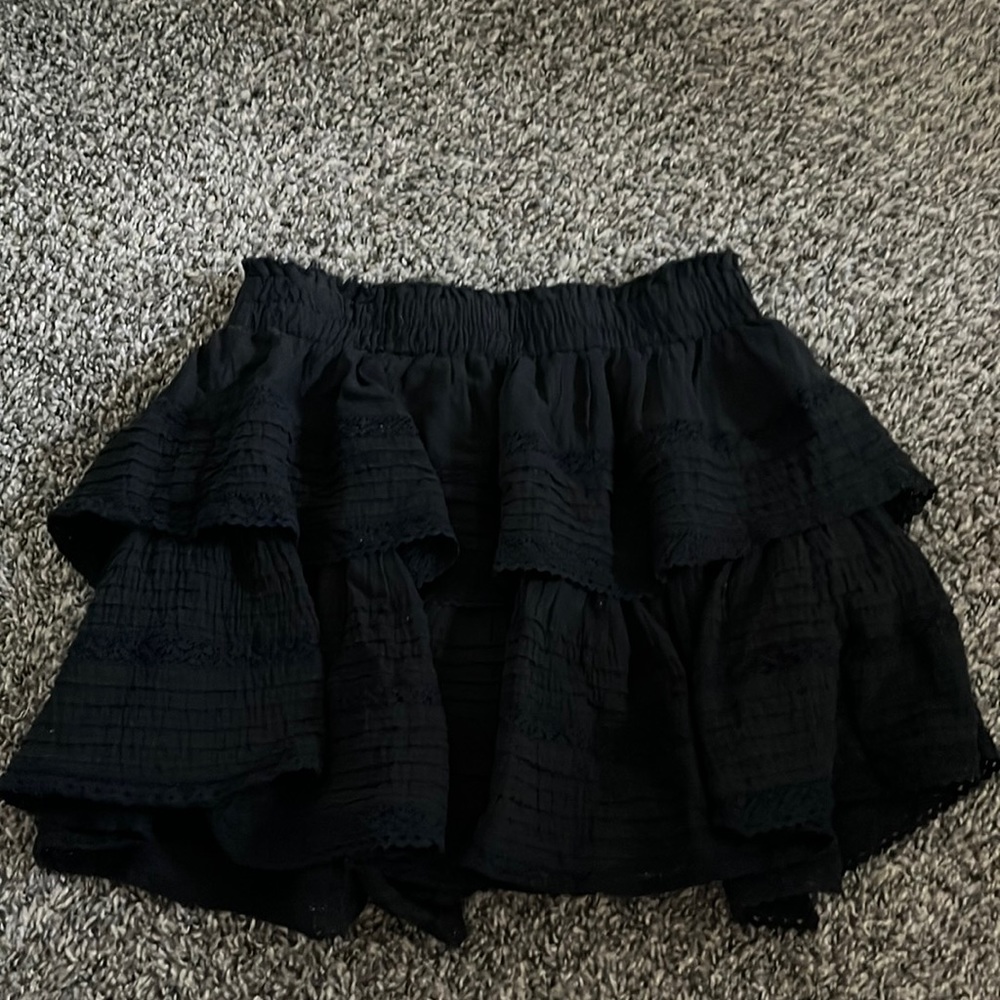 aerie Black Tiered Ruffle Mini Skirt